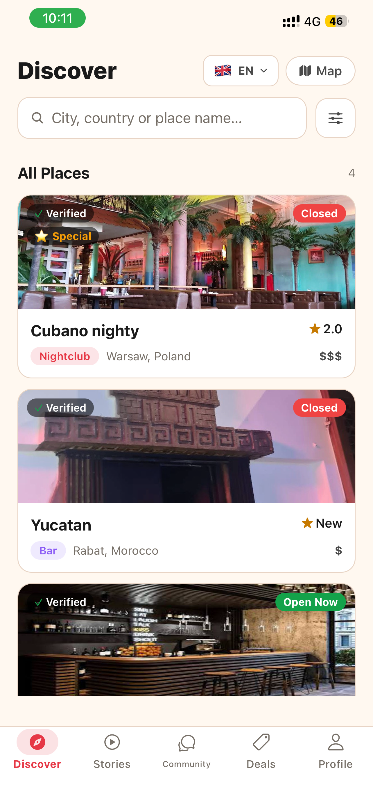 Tablio Discover — browse real venues with menus
